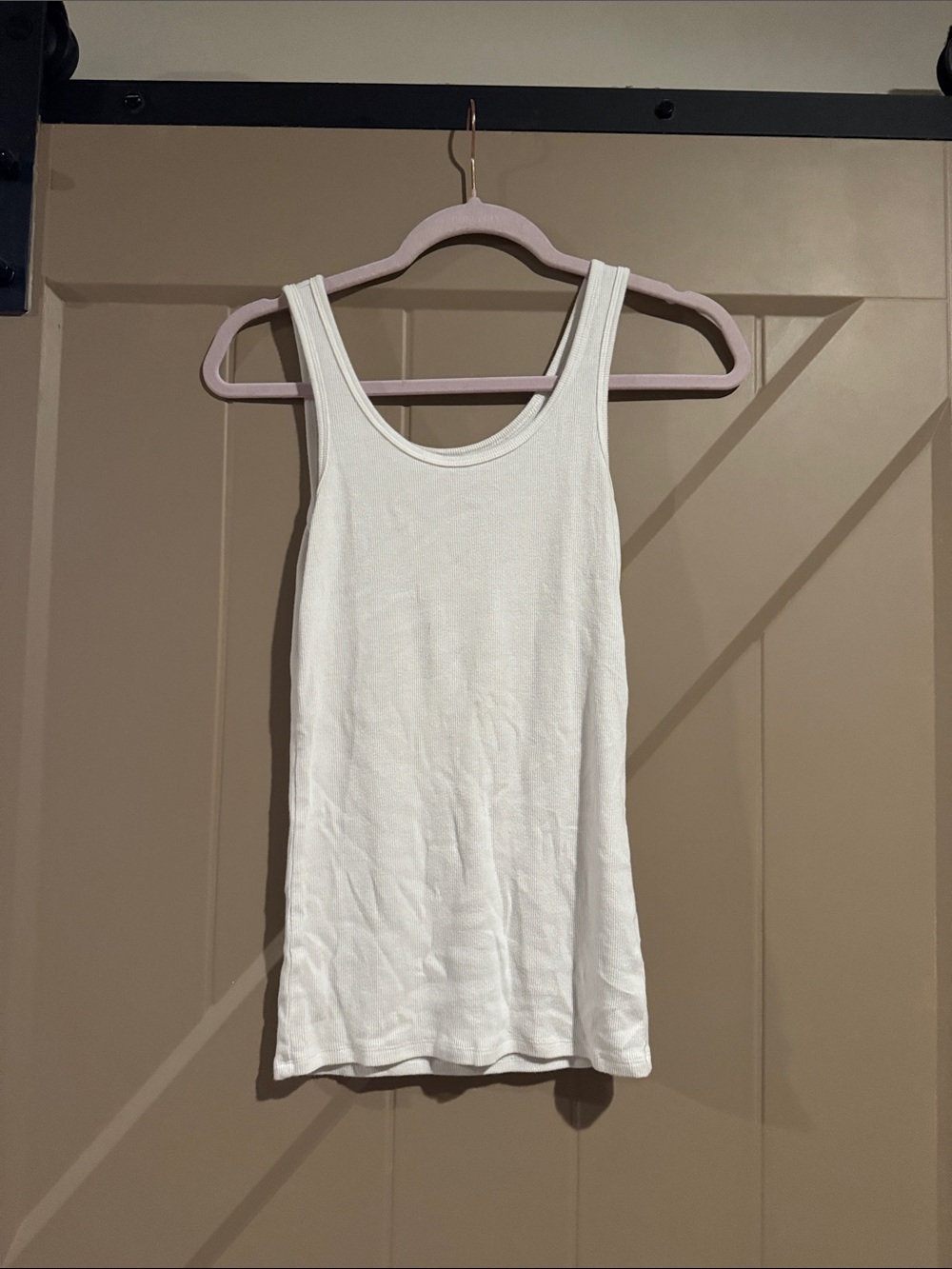 Time and Tru White Ribbed Tank Top